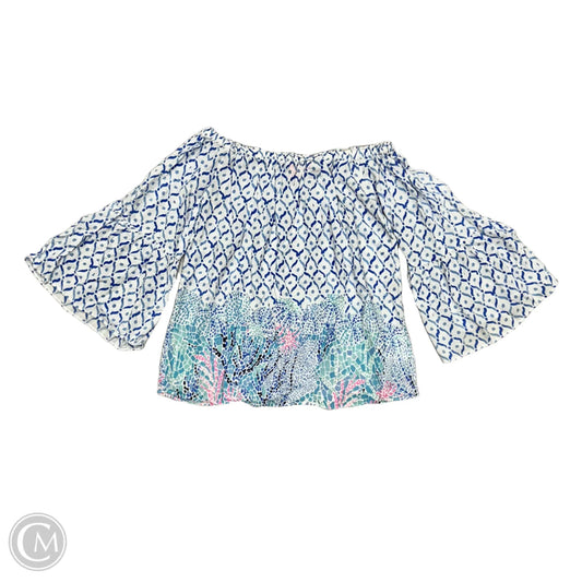 Top 3/4 Sleeve Designer By Lilly Pulitzer In Blue & White, Size: Xxs