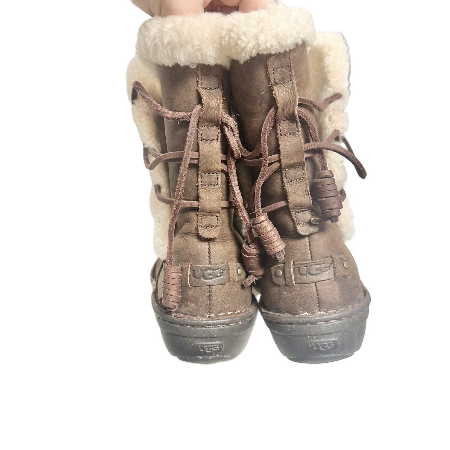 Boots Designer By Ugg In Brown, Size: 8