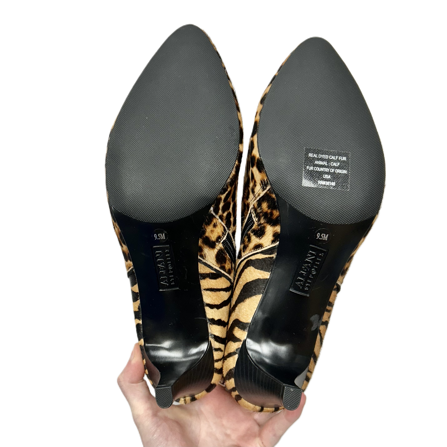 Boots Ankle Heels By Alfani In Animal Print, Size: 9.5