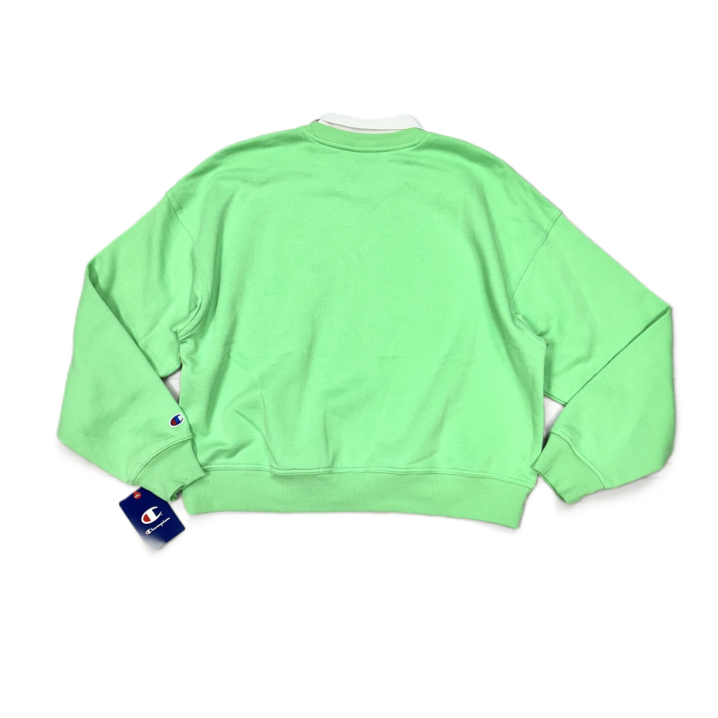 Athletic Sweatshirt Collar By Champion In Green & White, Size: L