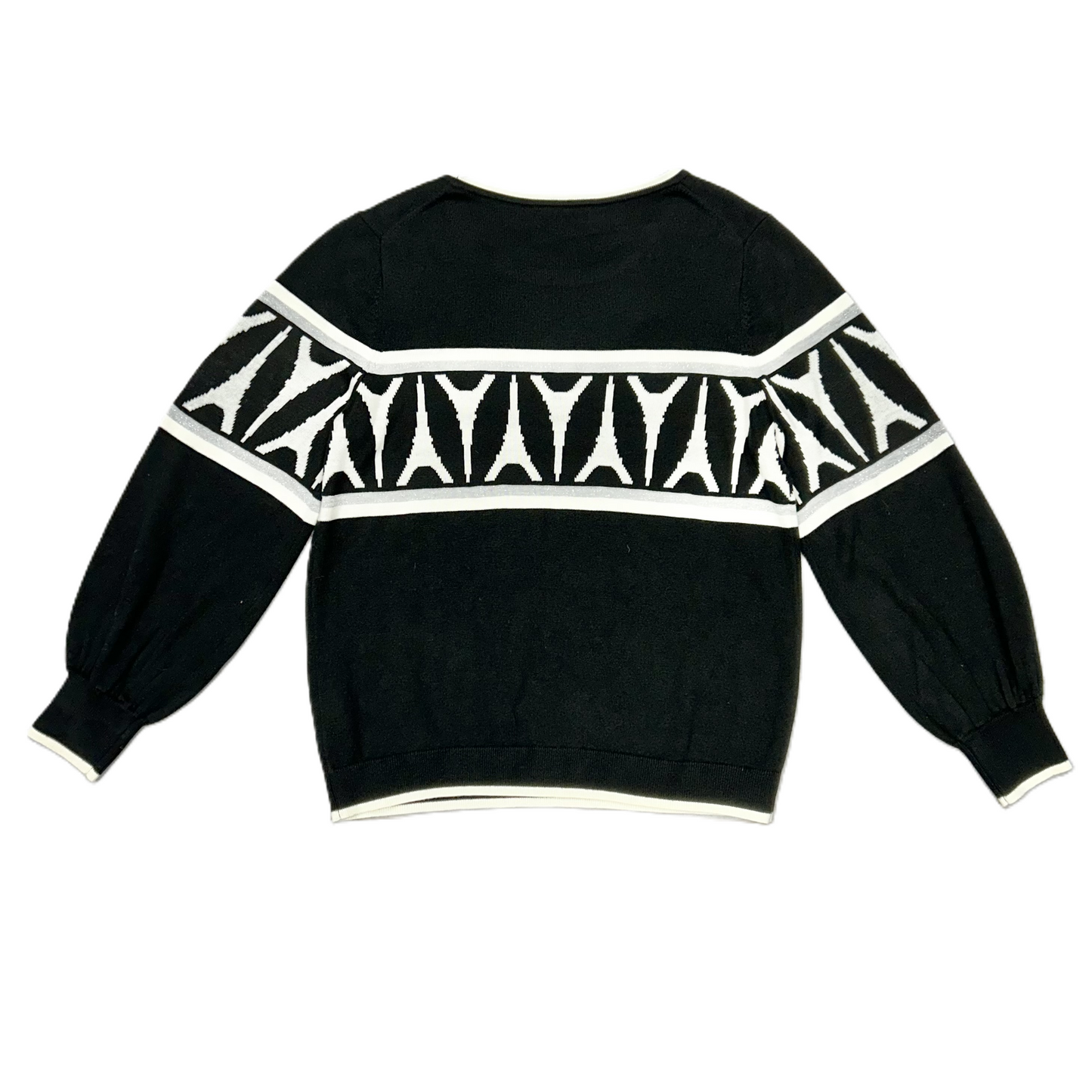 Sweater Designer By Karl Lagerfeld In Black & Cream, Size: L