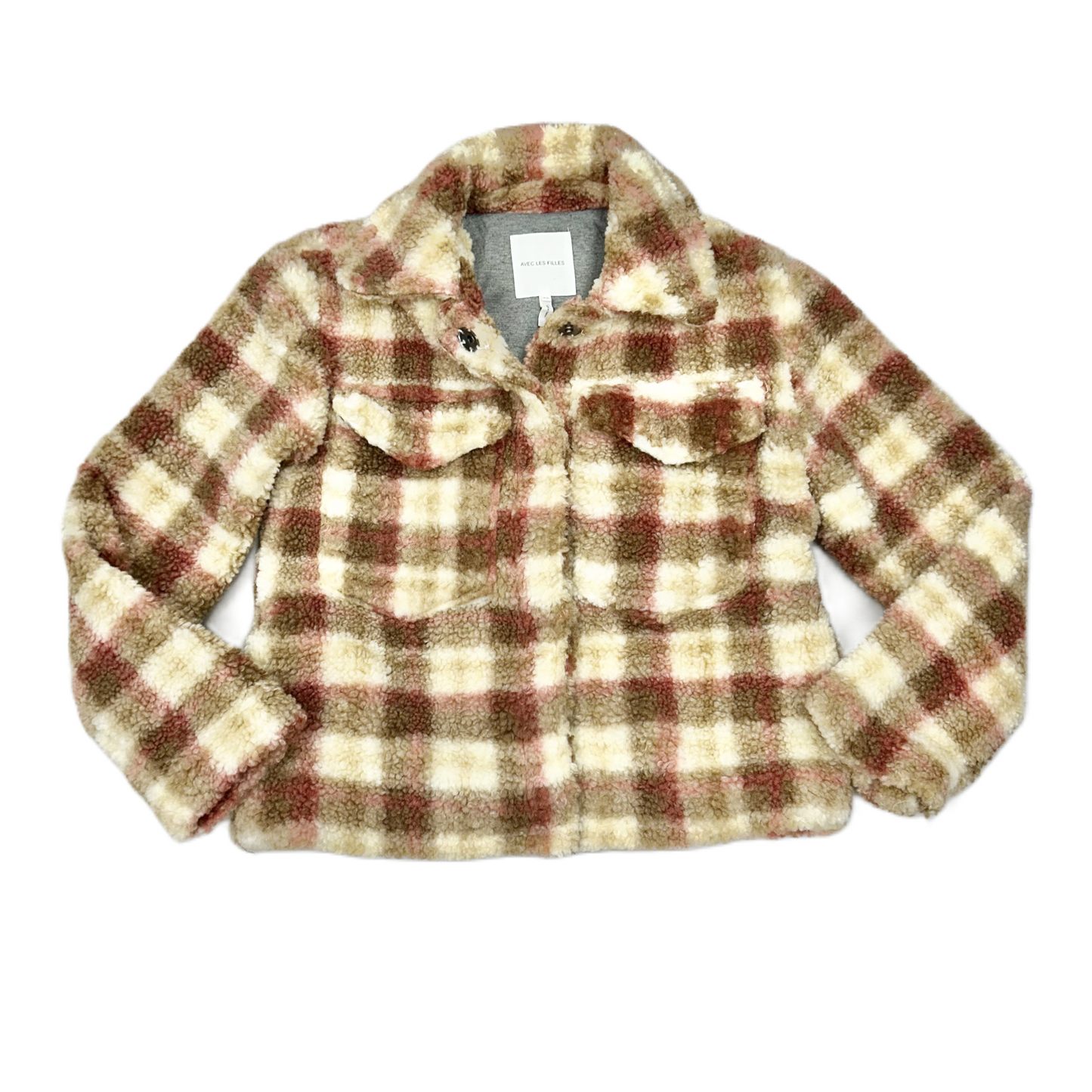 Coat Faux Fur & Sherpa By Avec Les Filles In Plaid Pattern, Size: Xs