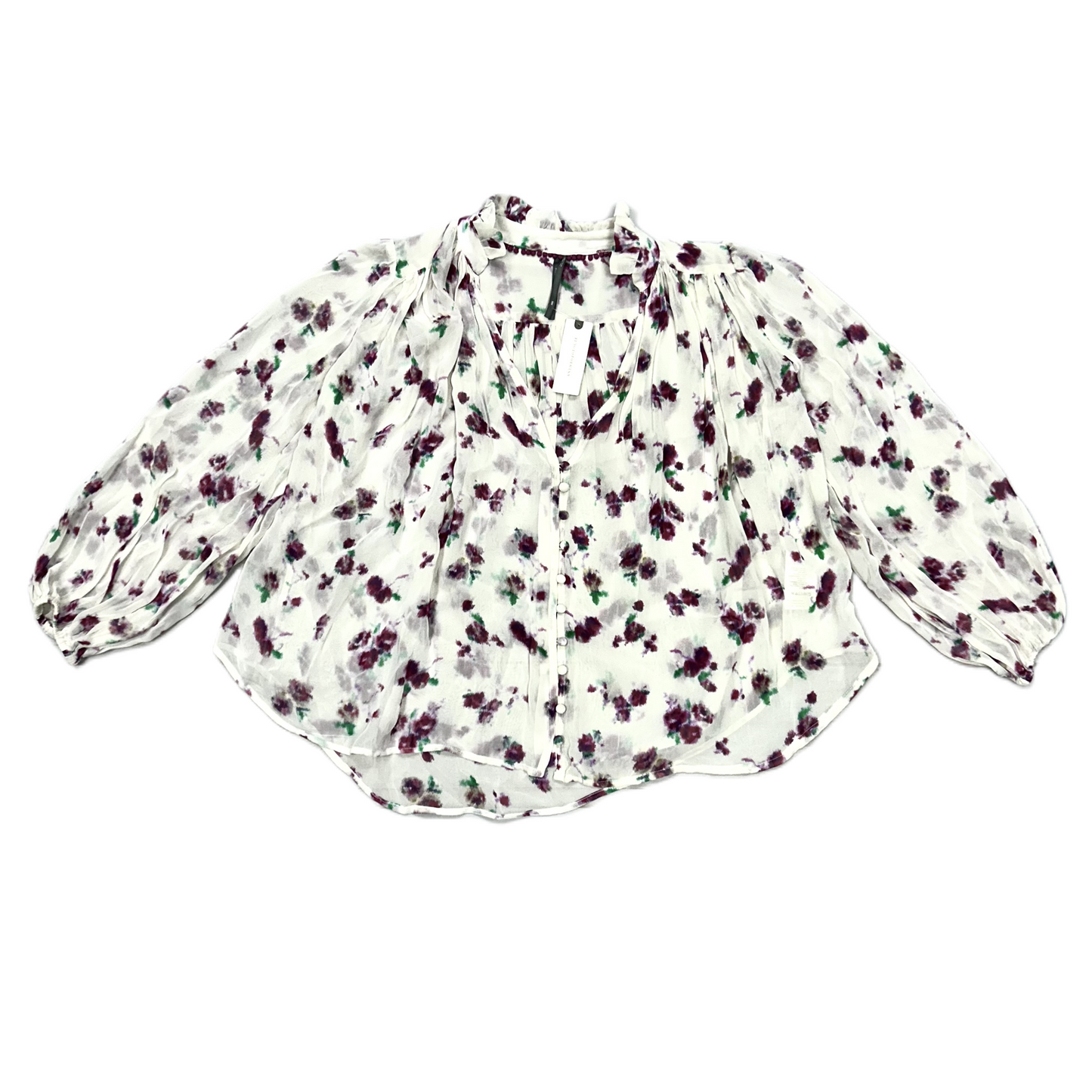 Blouse Long Sleeve By Anthropologie In Floral Print, Size: Xxs