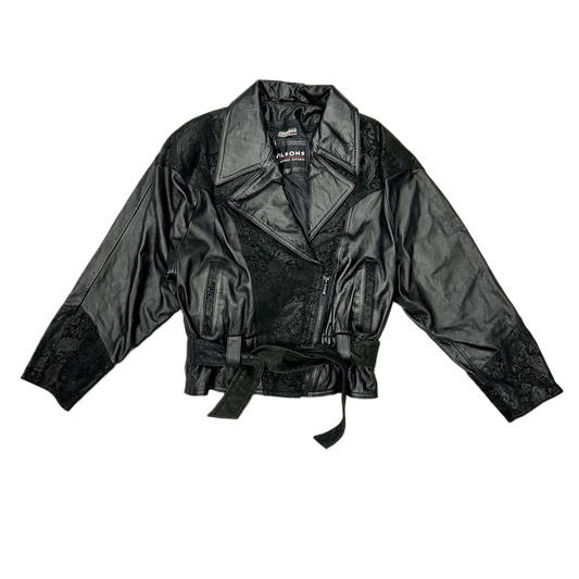 Jacket Moto Leather By Wilsons Leather In Black, Size: M