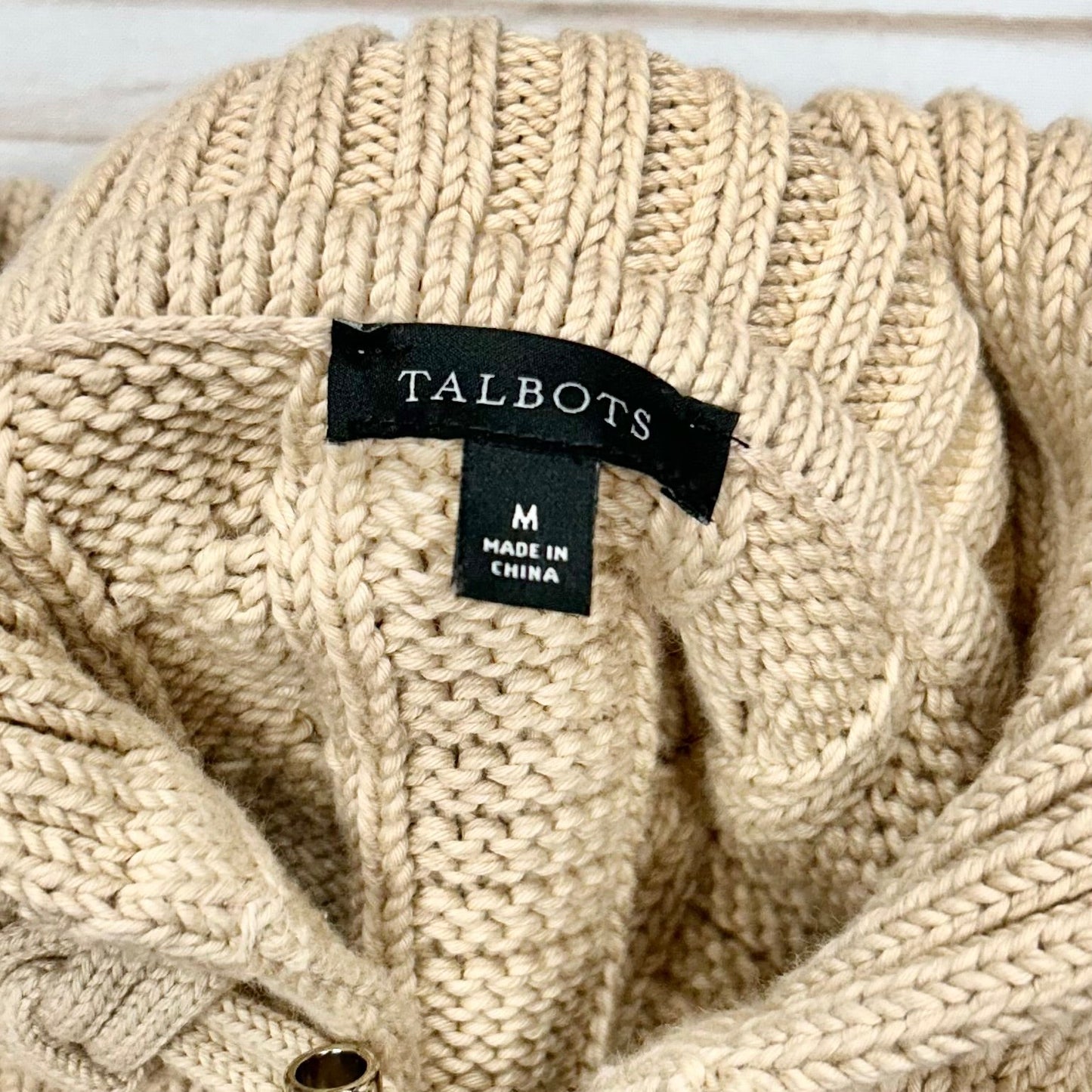 Sweater Cardigan By Talbots In Tan, Size: M