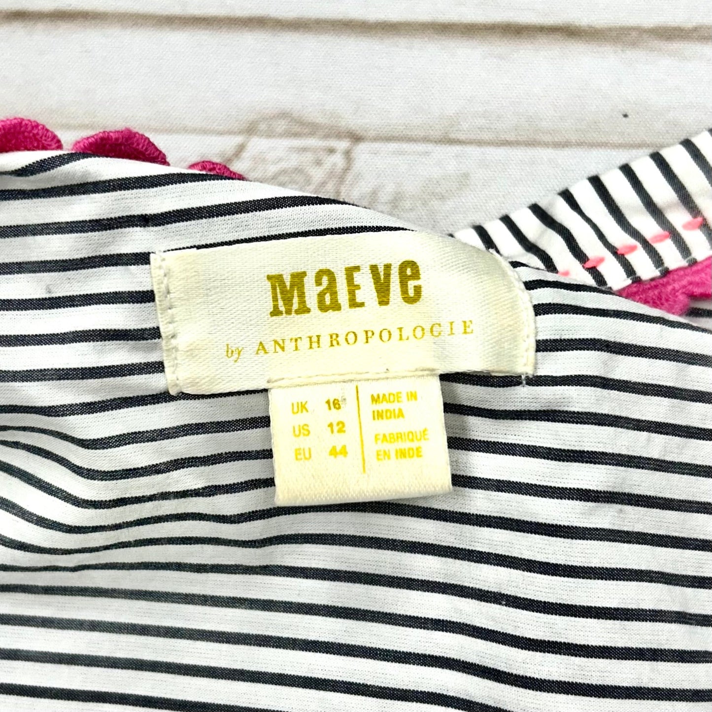 Top Long Sleeve By Maeve In Striped Pattern, Size: L