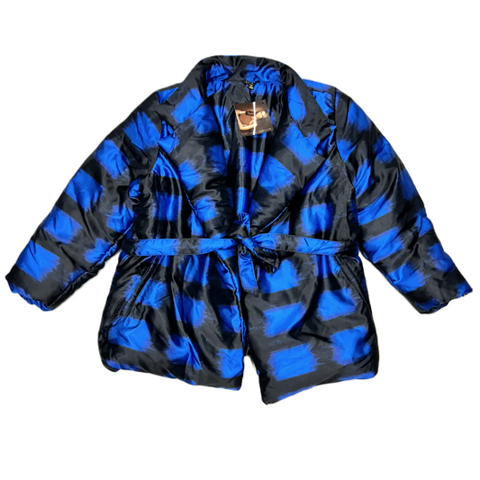 Coat Puffer & Quilted By Iman Hsn In Black & Blue, Size: 2x