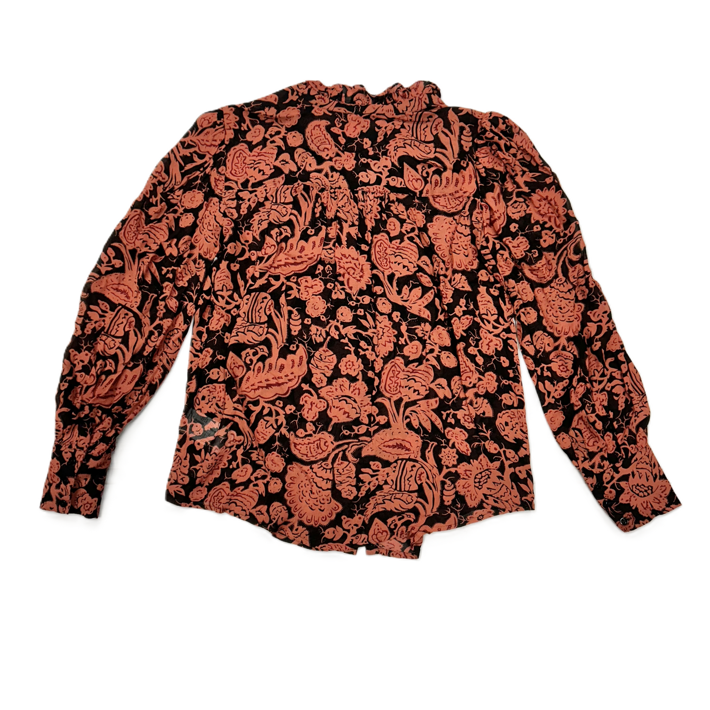 Blouse Long Sleeve By Ba&sh In Black & Red, Size: S