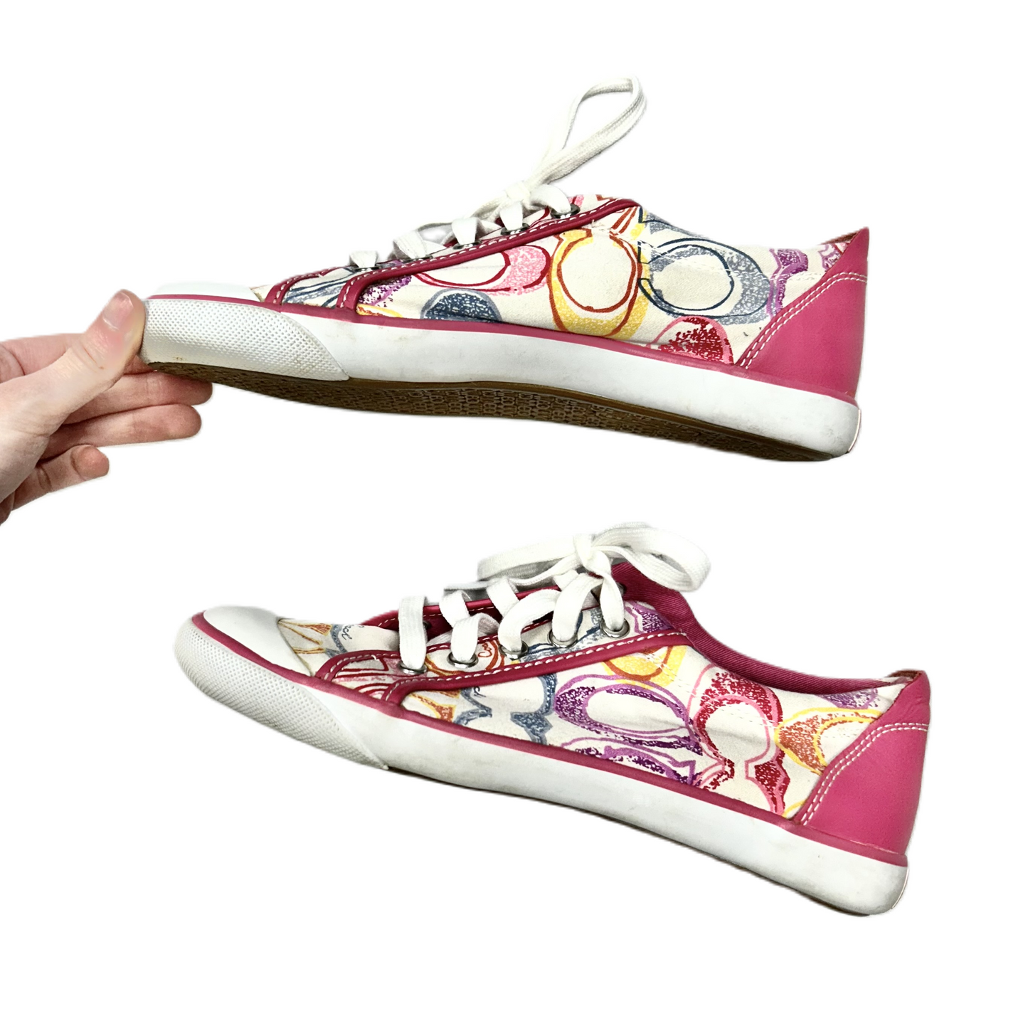 Shoes Designer By Coach In Cream & Pink, Size: 8