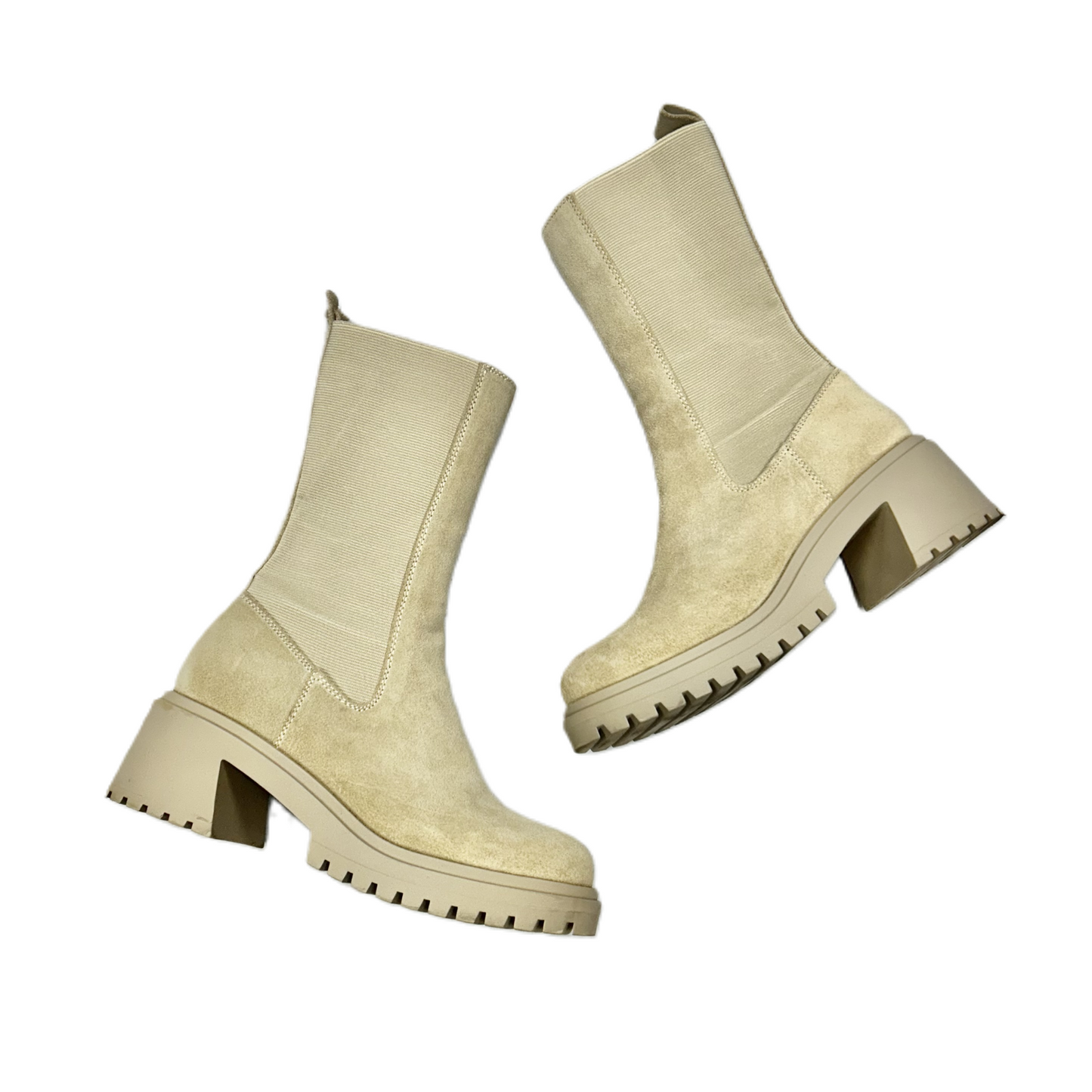 Boots Mid-calf Heels By Steve Madden In Cream, Size: 6