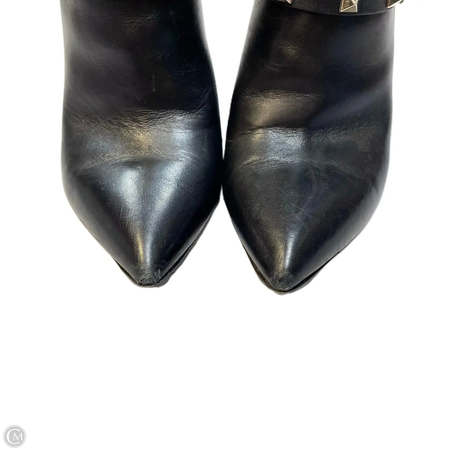 Boots Luxury Designer By Valentino In Black Gold, Size: 9.5