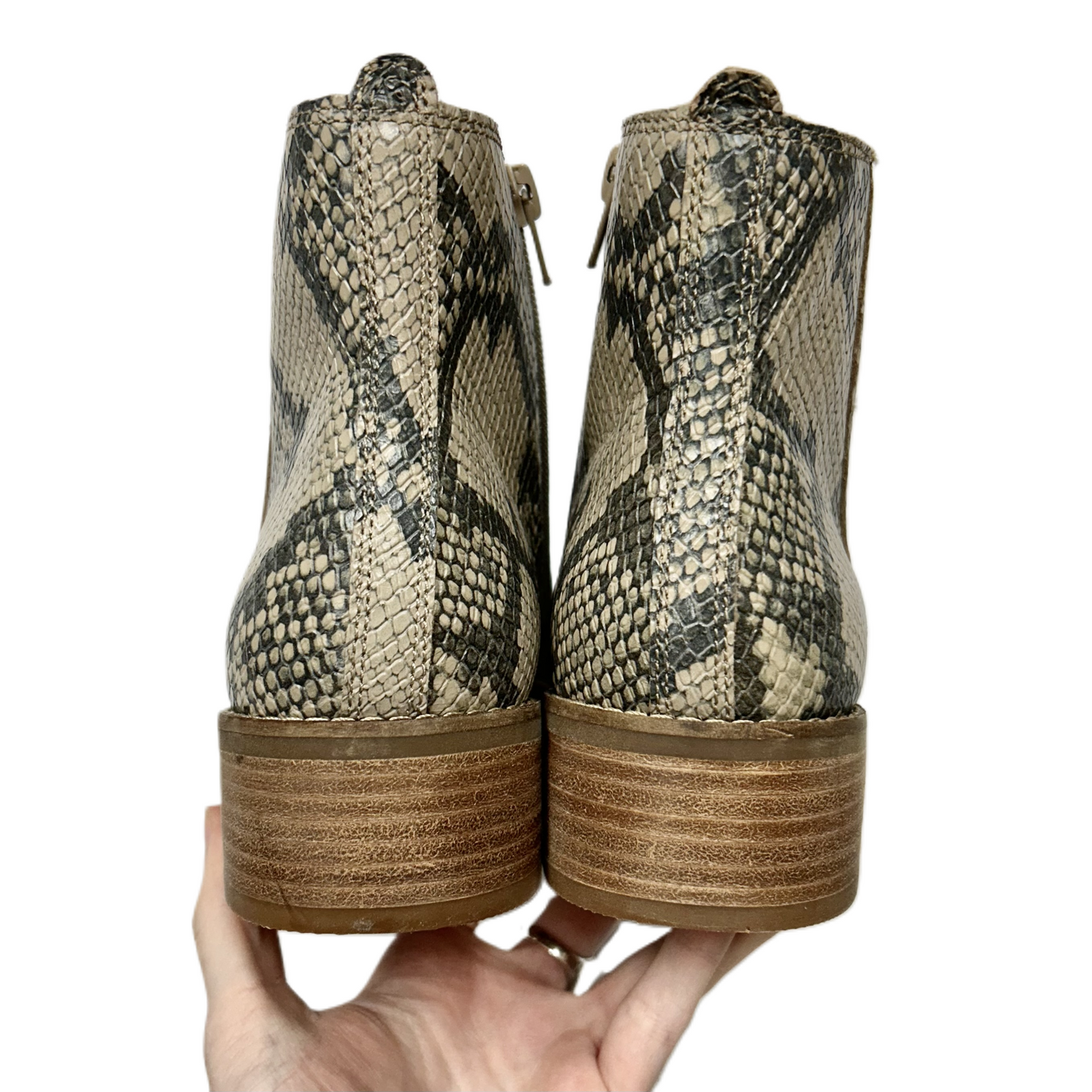 Snakeskin Print Boots Ankle Heels By Lucky Brand, Size: 8.5