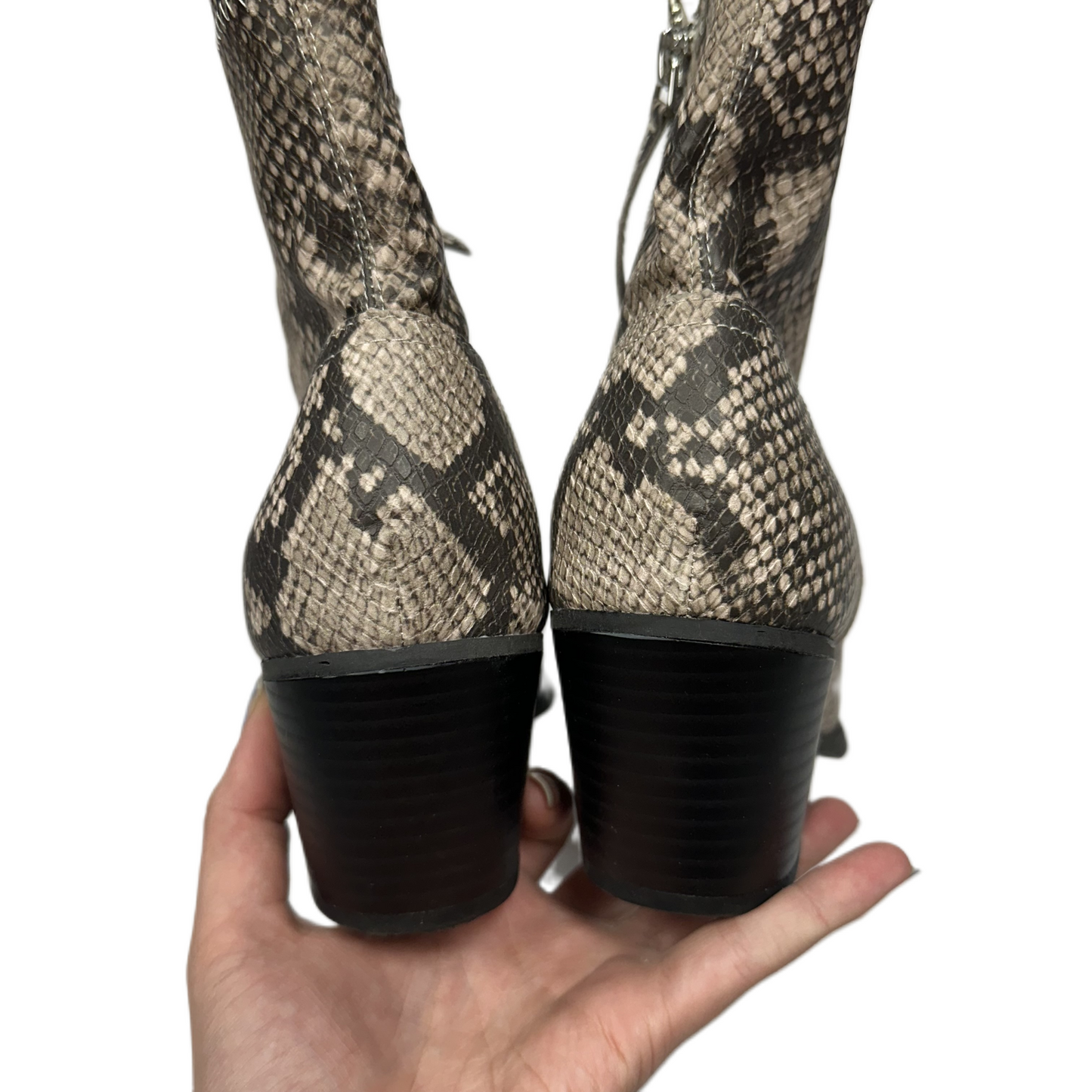 Snakeskin Print Boots Ankle Heels By Dolce Vita, Size: 8.5