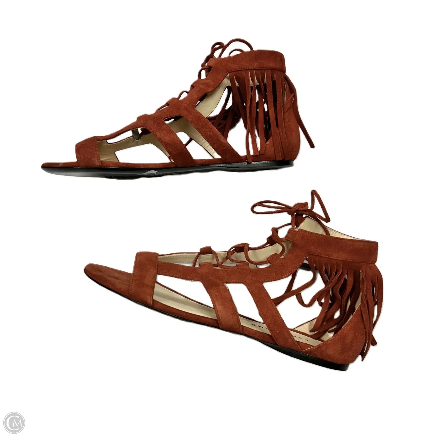 Sandals Designer By Longchamp In Orange, Size: 9.5