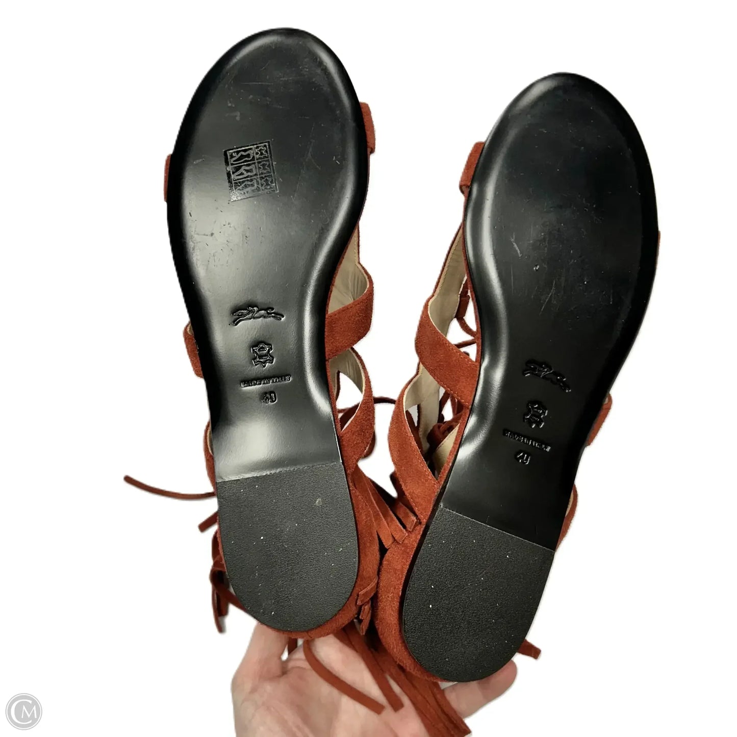 Sandals Designer By Longchamp In Orange, Size: 9.5