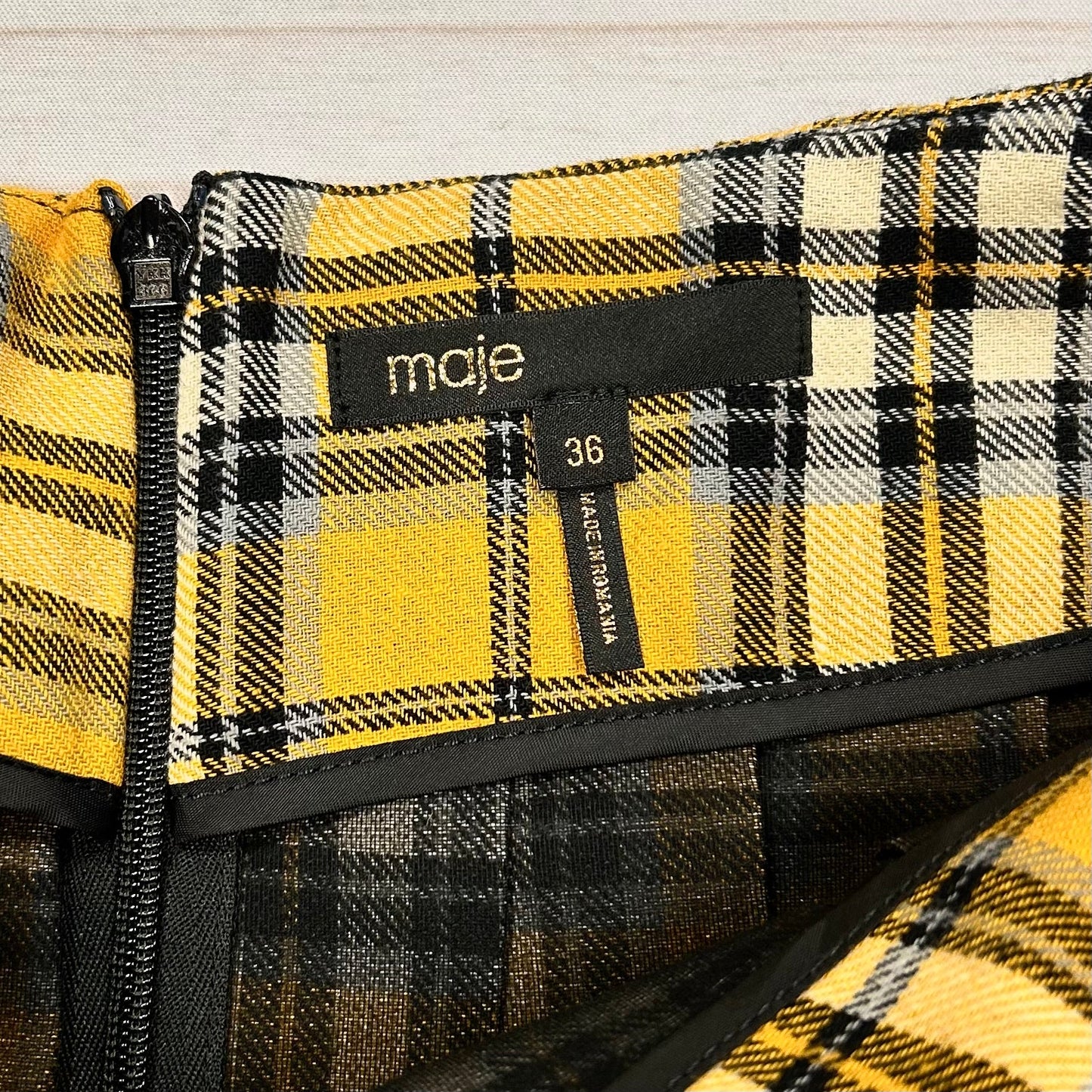 Black & Yellow Skirt Designer By Maje, Size: S