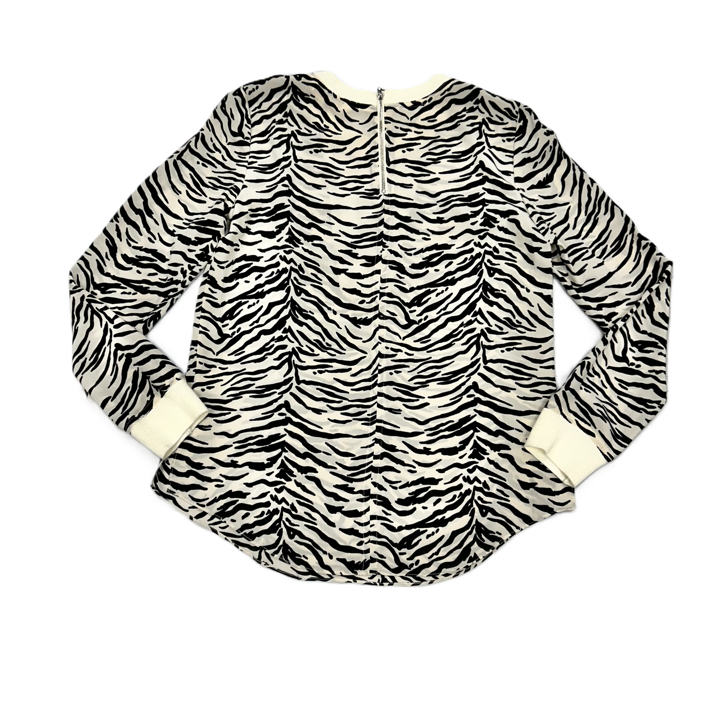 Black & Cream Top Long Sleeve Designer By Rebecca Taylor, Size: S