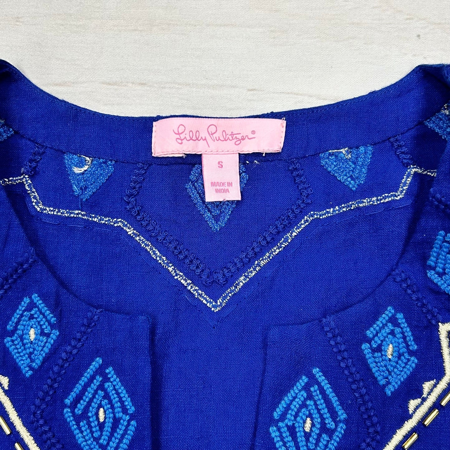 Blue & Gold Top Long Sleeve Designer By Lilly Pulitzer, Size: S