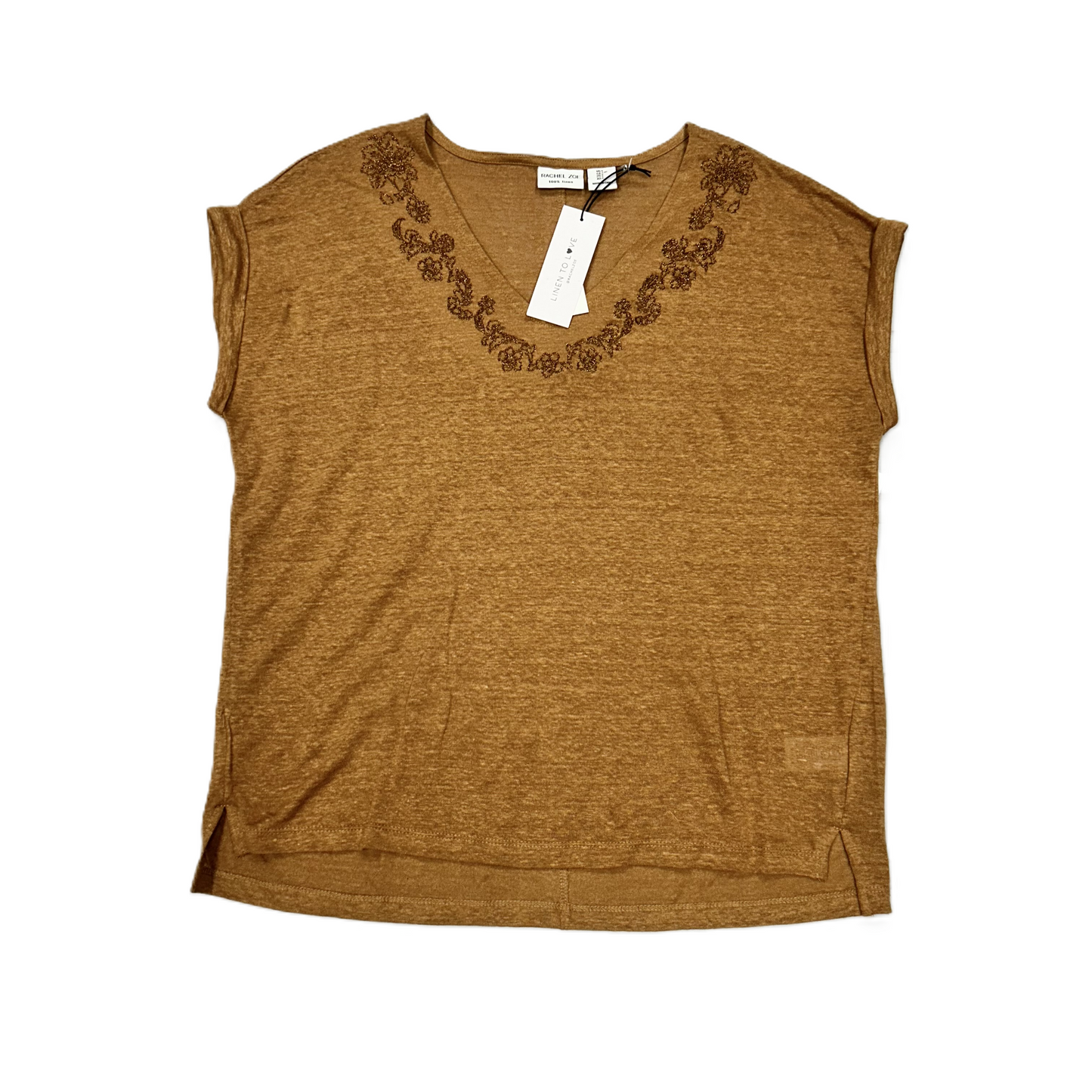 Tan Top Short Sleeve By Rachel Zoe, Size: L