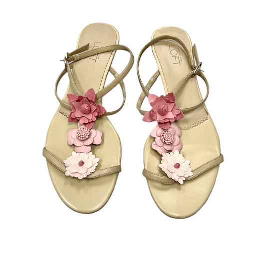 Pink & Tan Sandals Heels Kitten By Loft, Size: 8.5