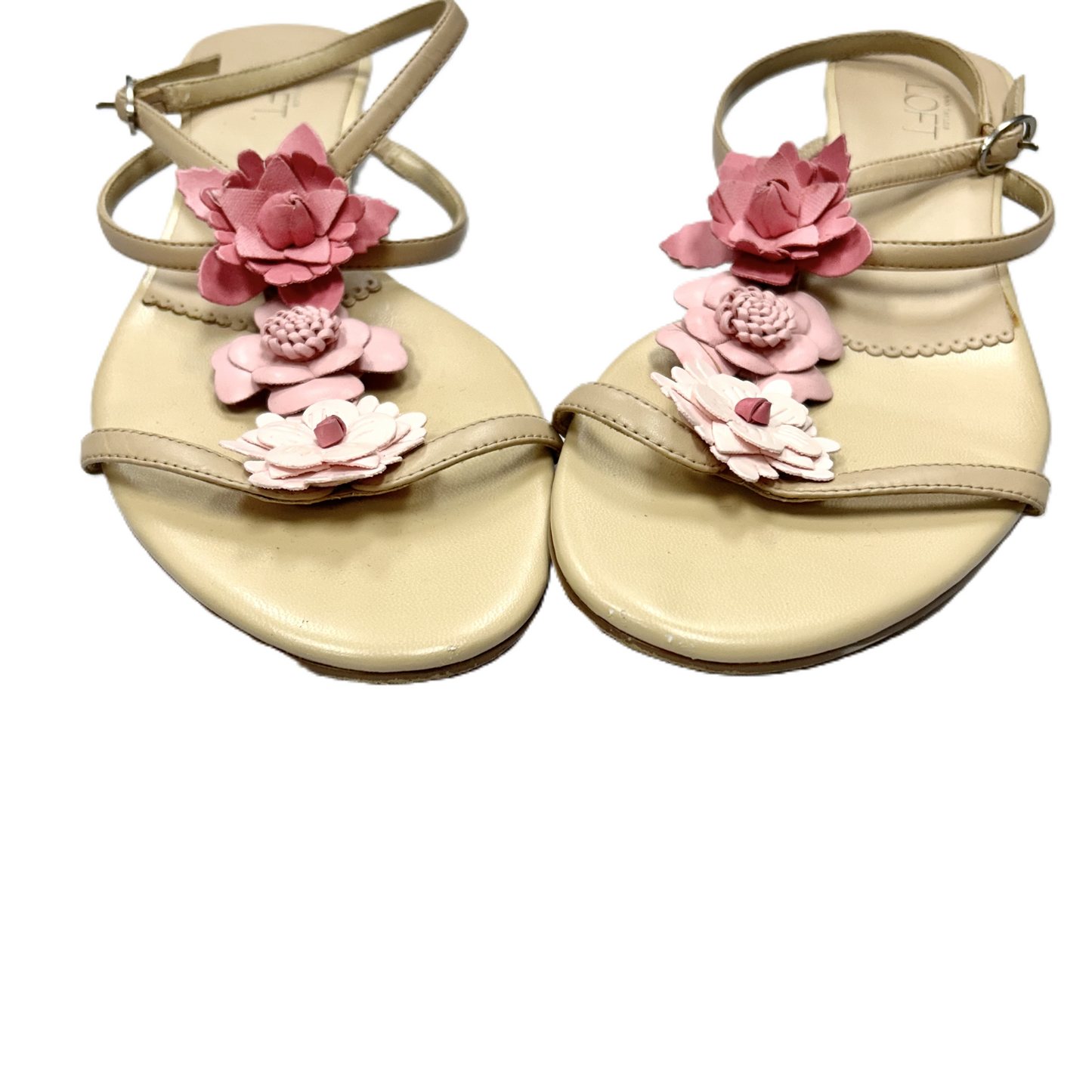 Pink & Tan Sandals Heels Kitten By Loft, Size: 8.5