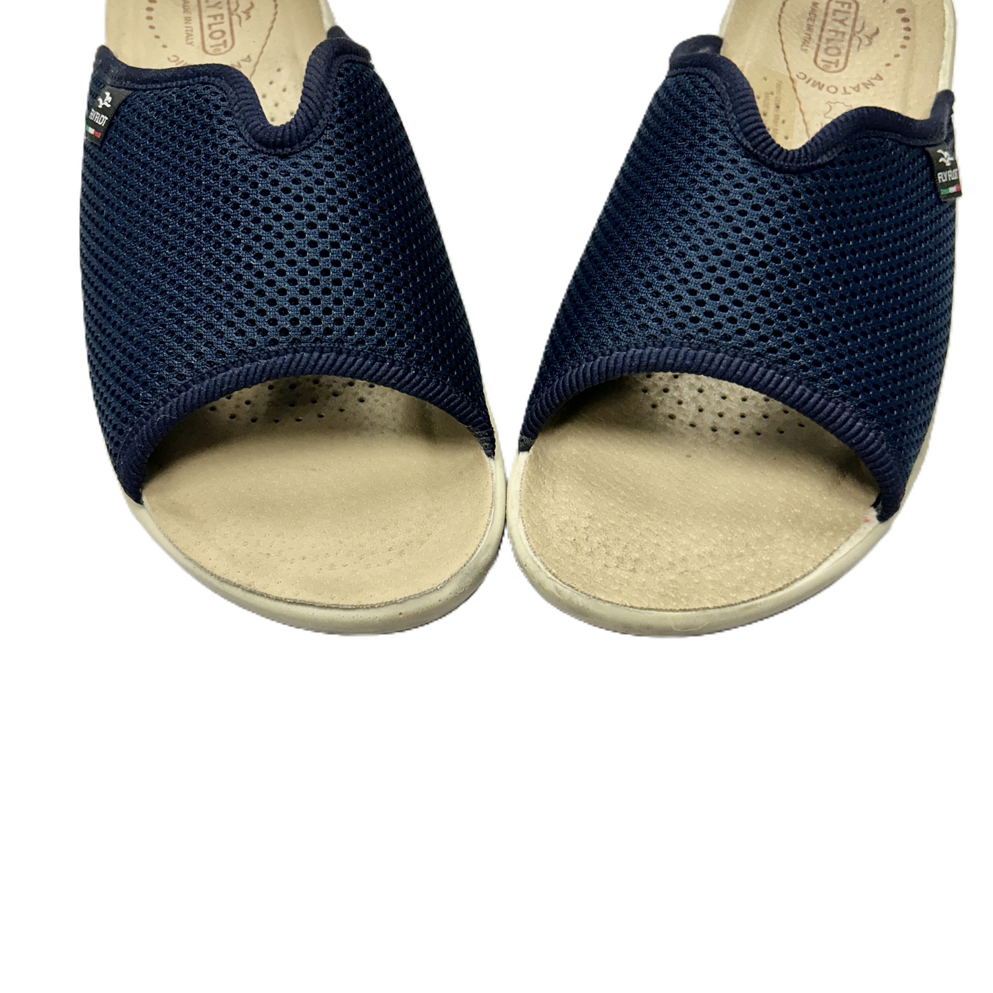 Navy Sandals Flats By Fly Flot, Size: 9.5