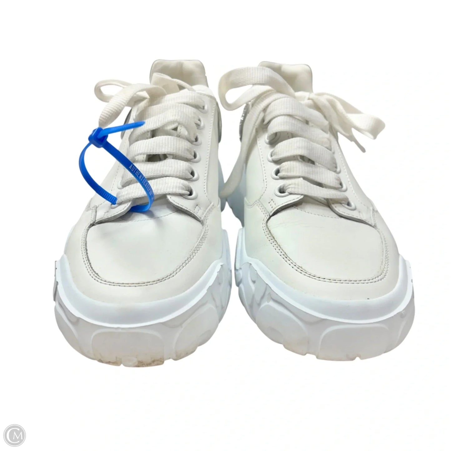 Shoes Luxury Designer By Alexander Mcqueen In Silver & White, Size: 9