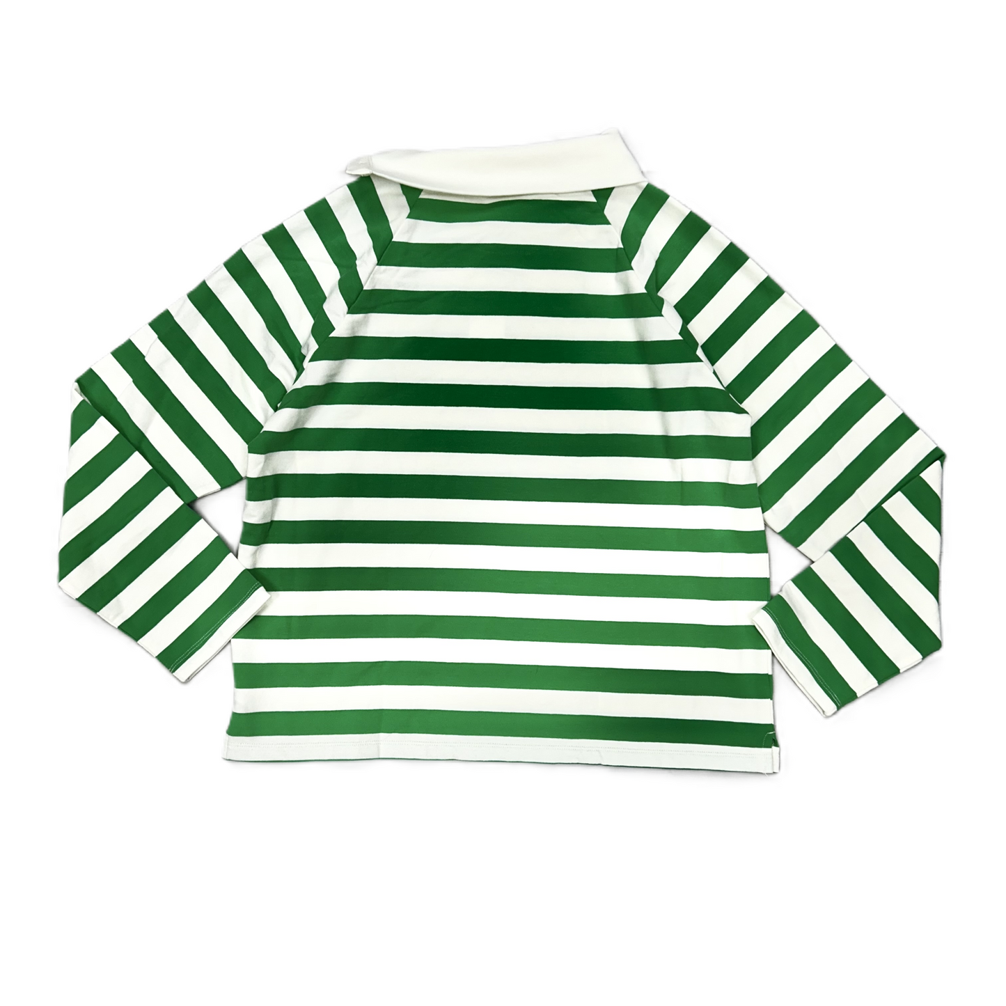 Top Long Sleeve By J. Crew In Green & White, Size: L