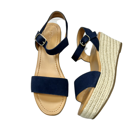 Sandals Heels Wedge By J. Crew In Navy, Size: 9.5