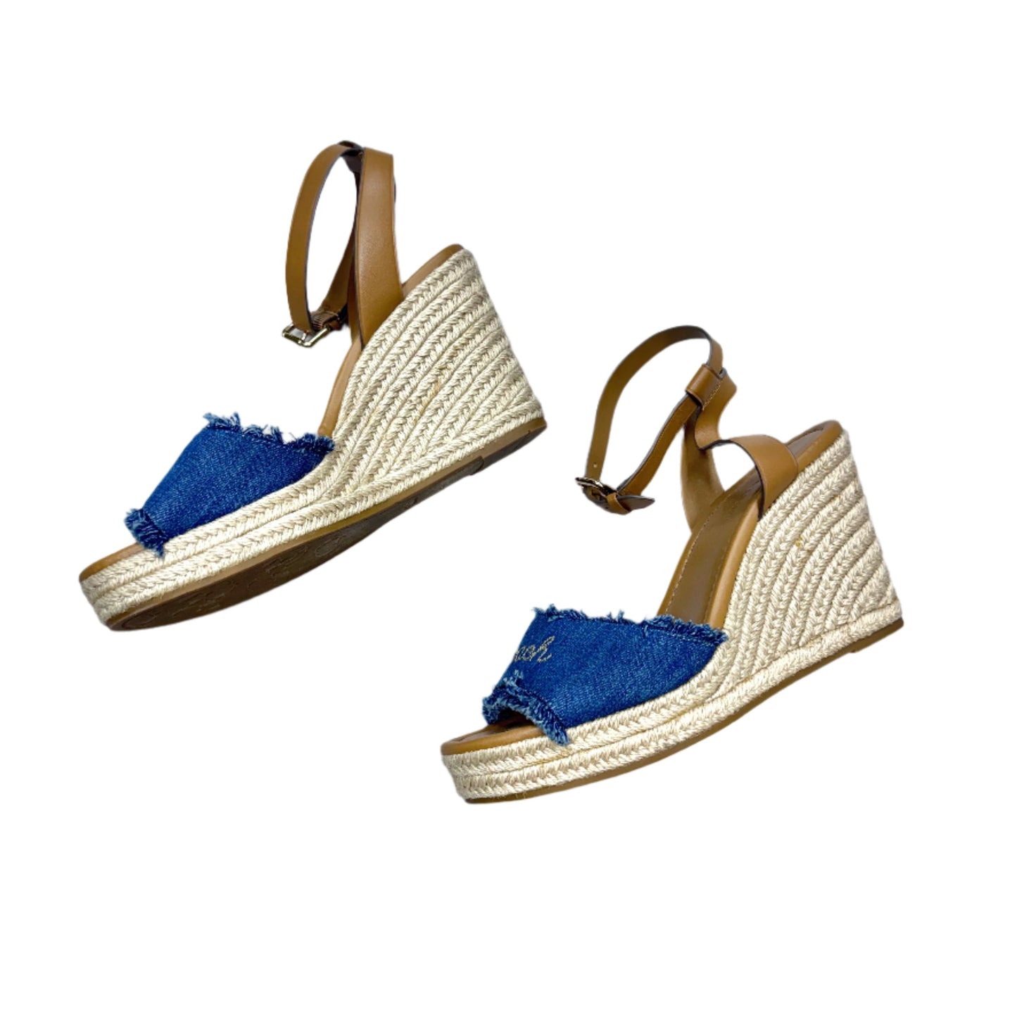 Sandals Designer By Coach In Blue Denim, Size: 9.5