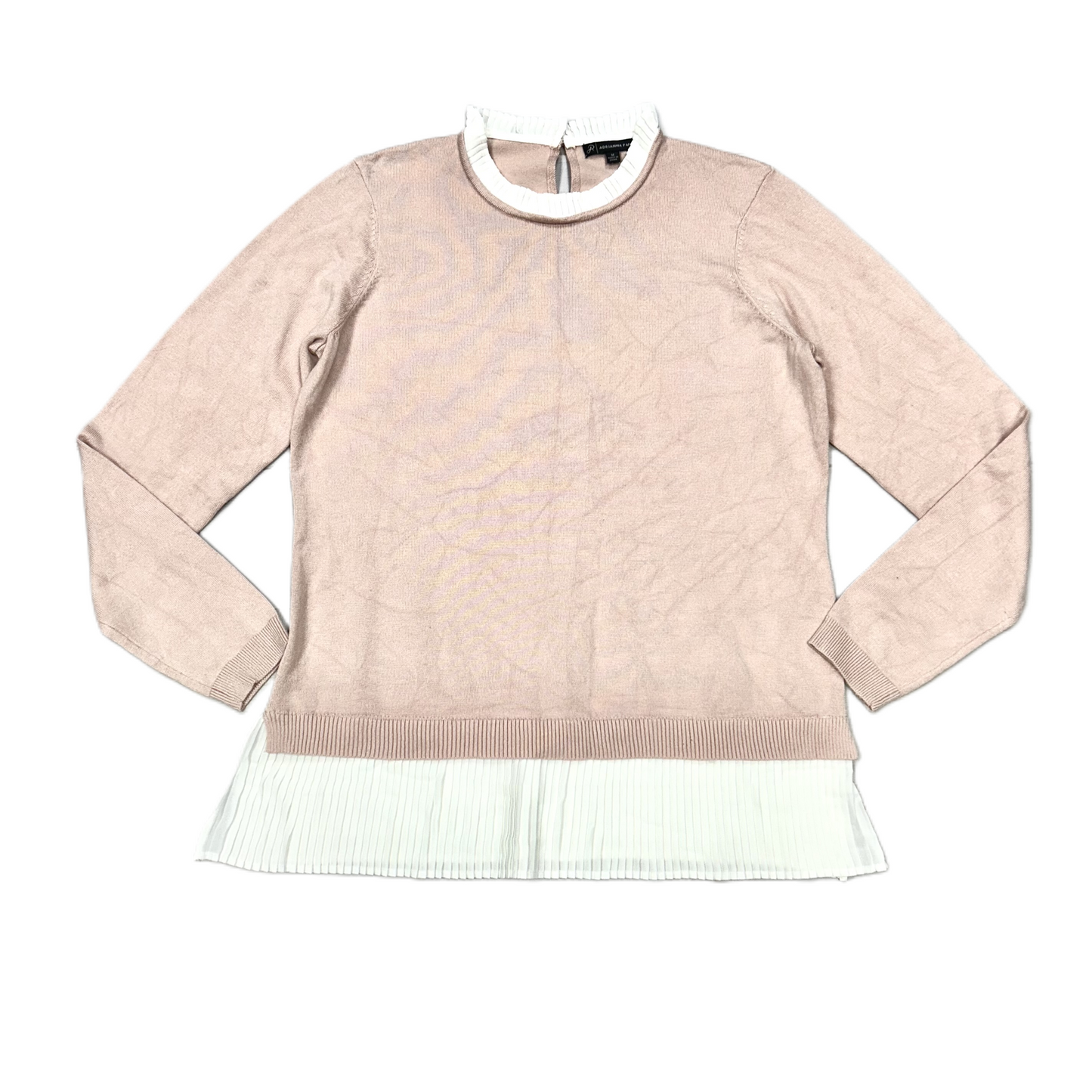 Sweater By Adrianna Papell In Pink & White, Size: M