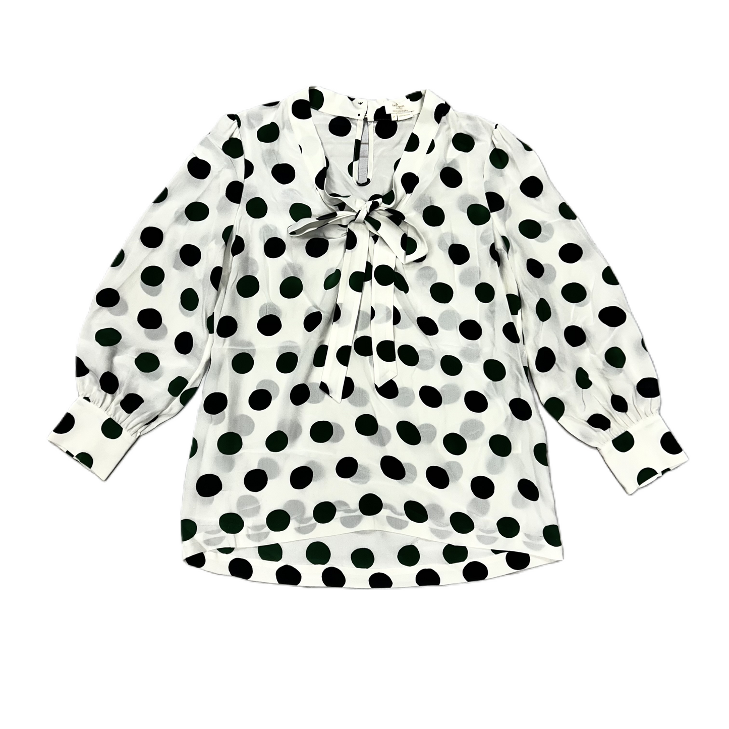 Top Long Sleeve Designer By Kate Spade In Green & White, Size: Xs