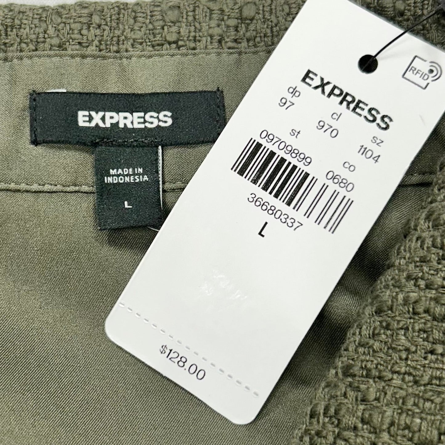 Jacket Shirt By Express In Green, Size: L