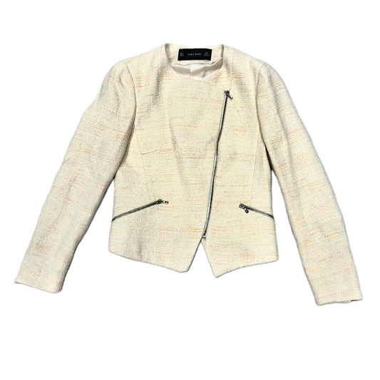 Blazer By Zara In Cream & Orange, Size: M