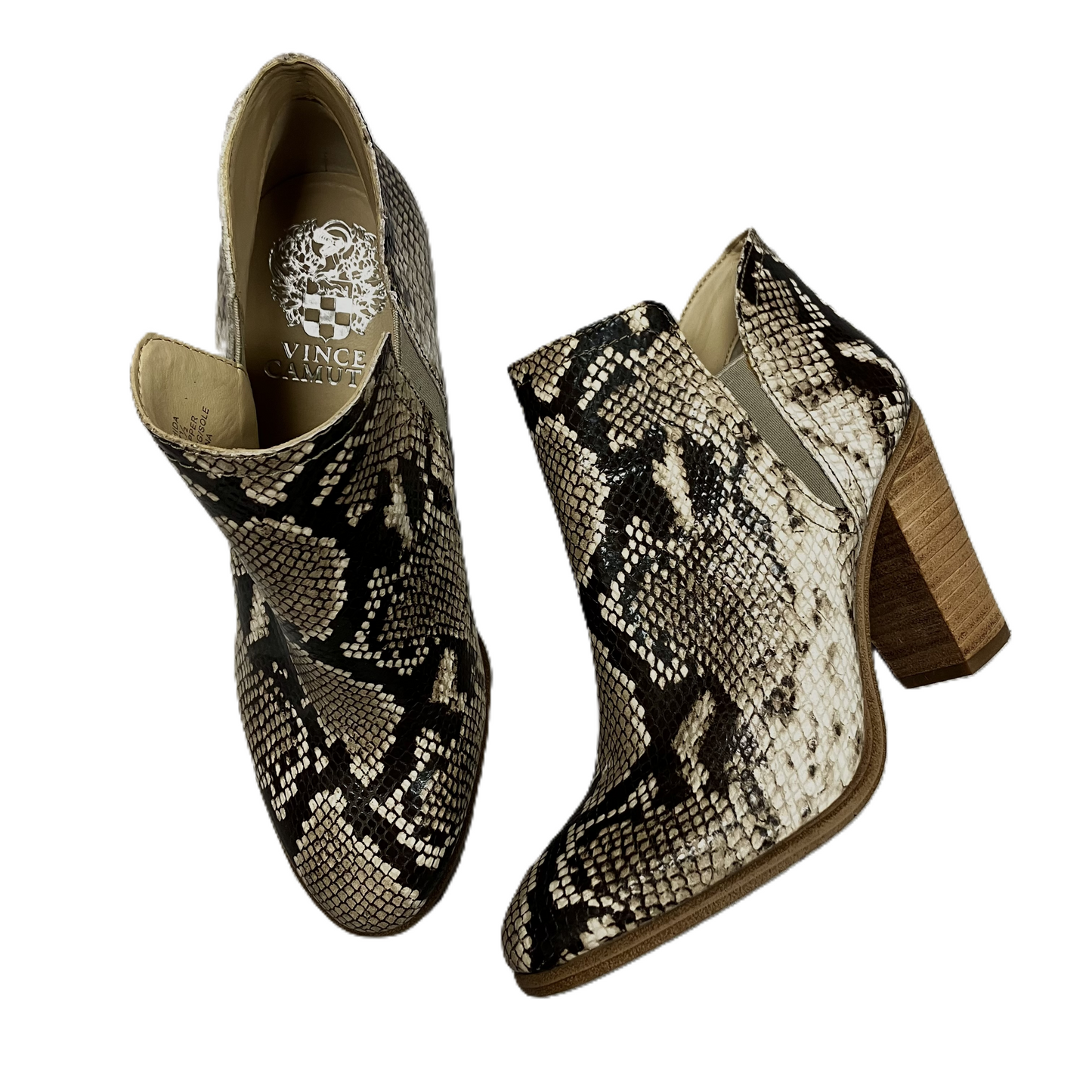 Boots Ankle Heels By Vince Camuto In Snakeskin Print, Size: 7