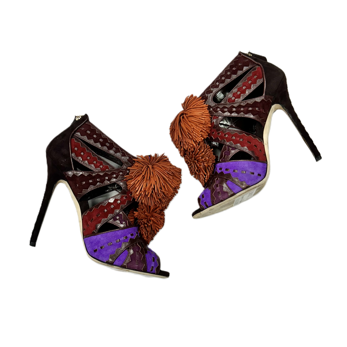 Sandals Heels Stiletto By Brian Atwood In Brown & Purple, Size: 9