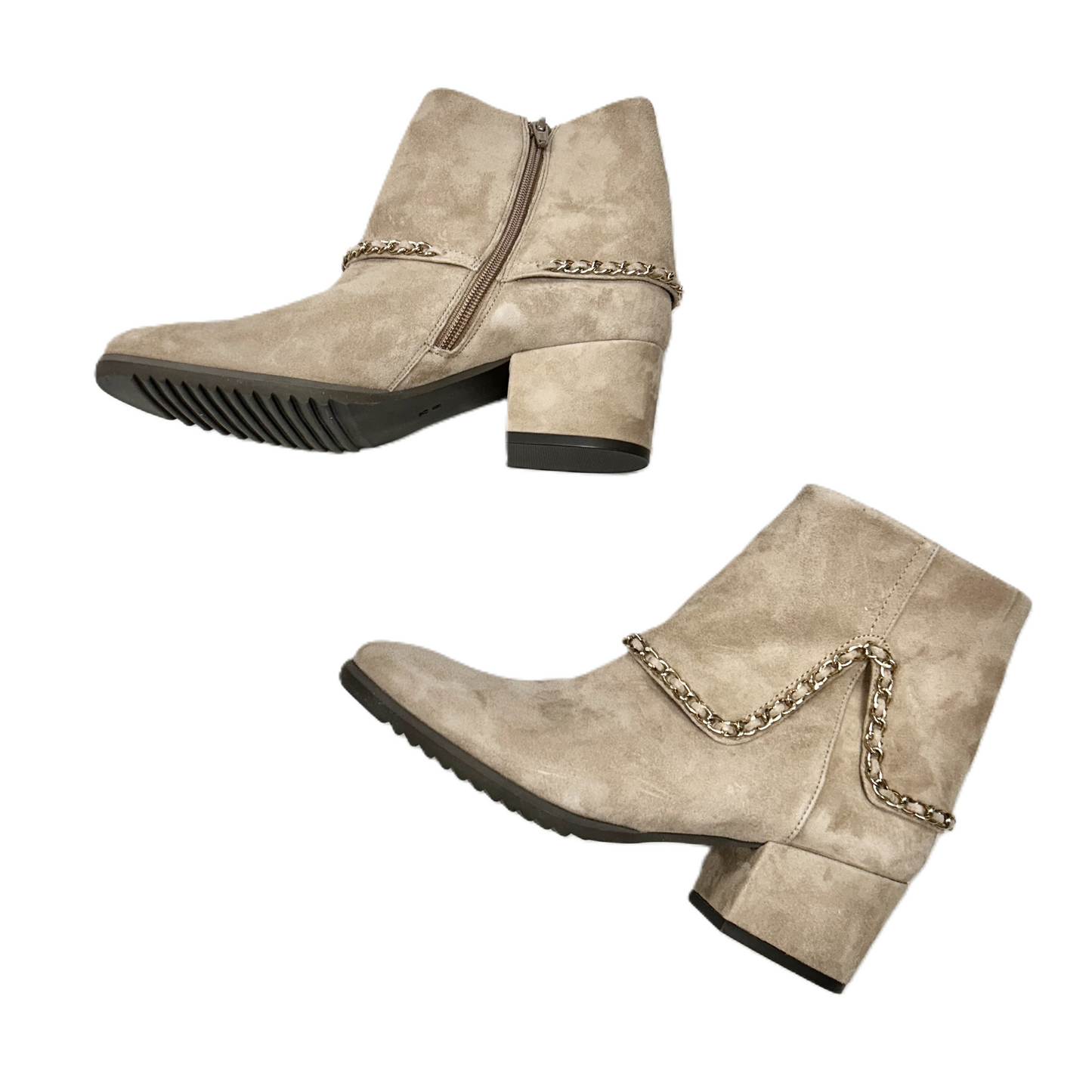 Boots Ankle Heels By Vaneli In Taupe, Size: 7.5