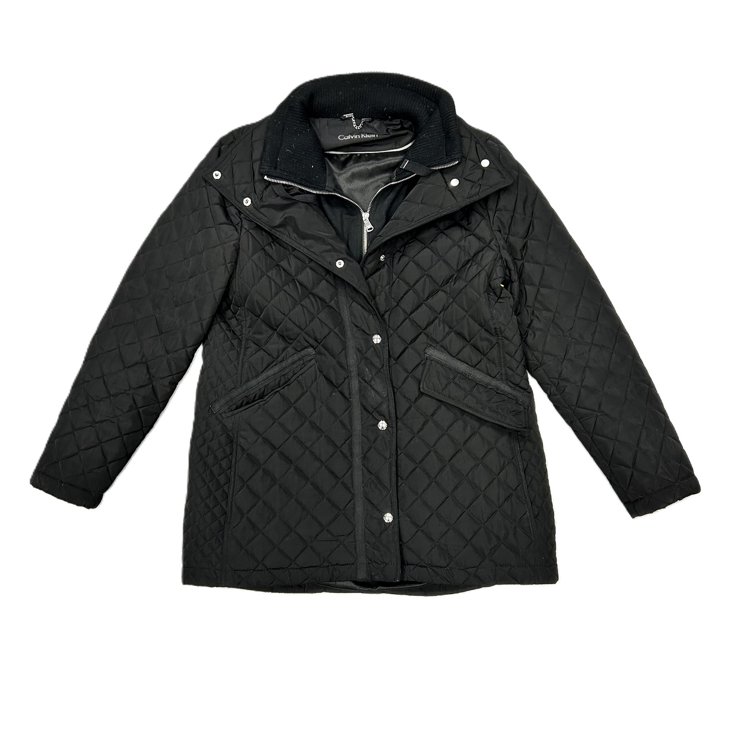 Jacket Puffer & Quilted By Calvin Klein In Black, Size: L