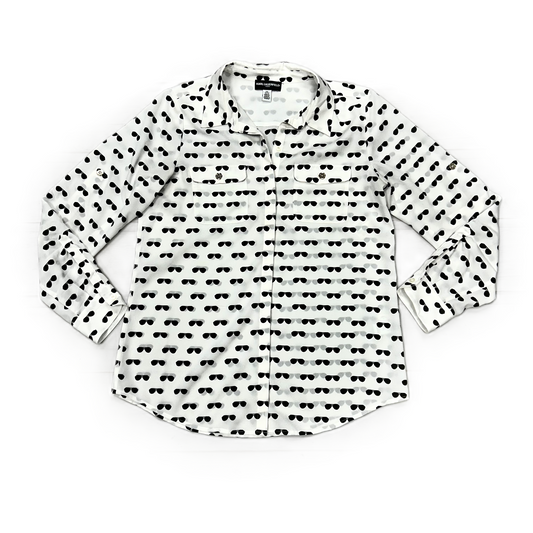 Top Long Sleeve Designer By Karl Lagerfeld In Black & White, Size: M