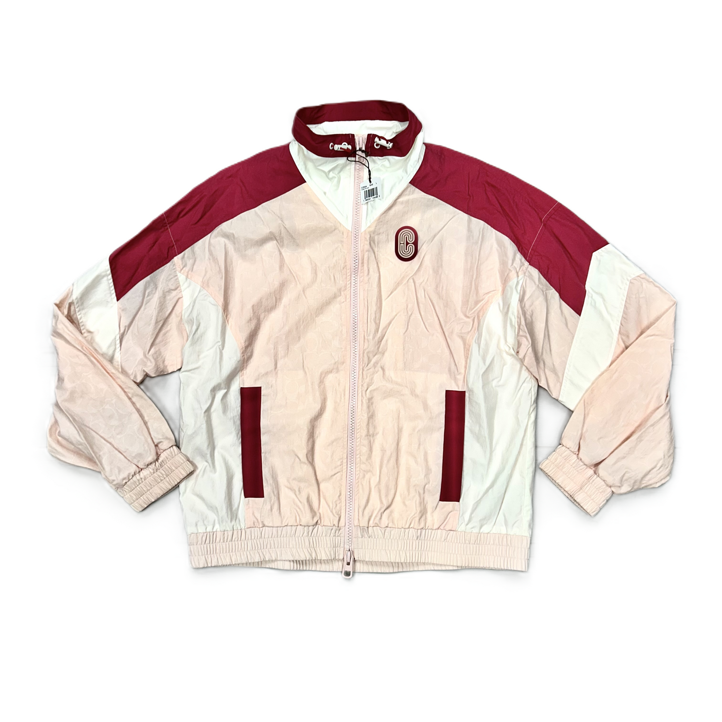 Jacket Designer By Coach In Pink & White, Size: L