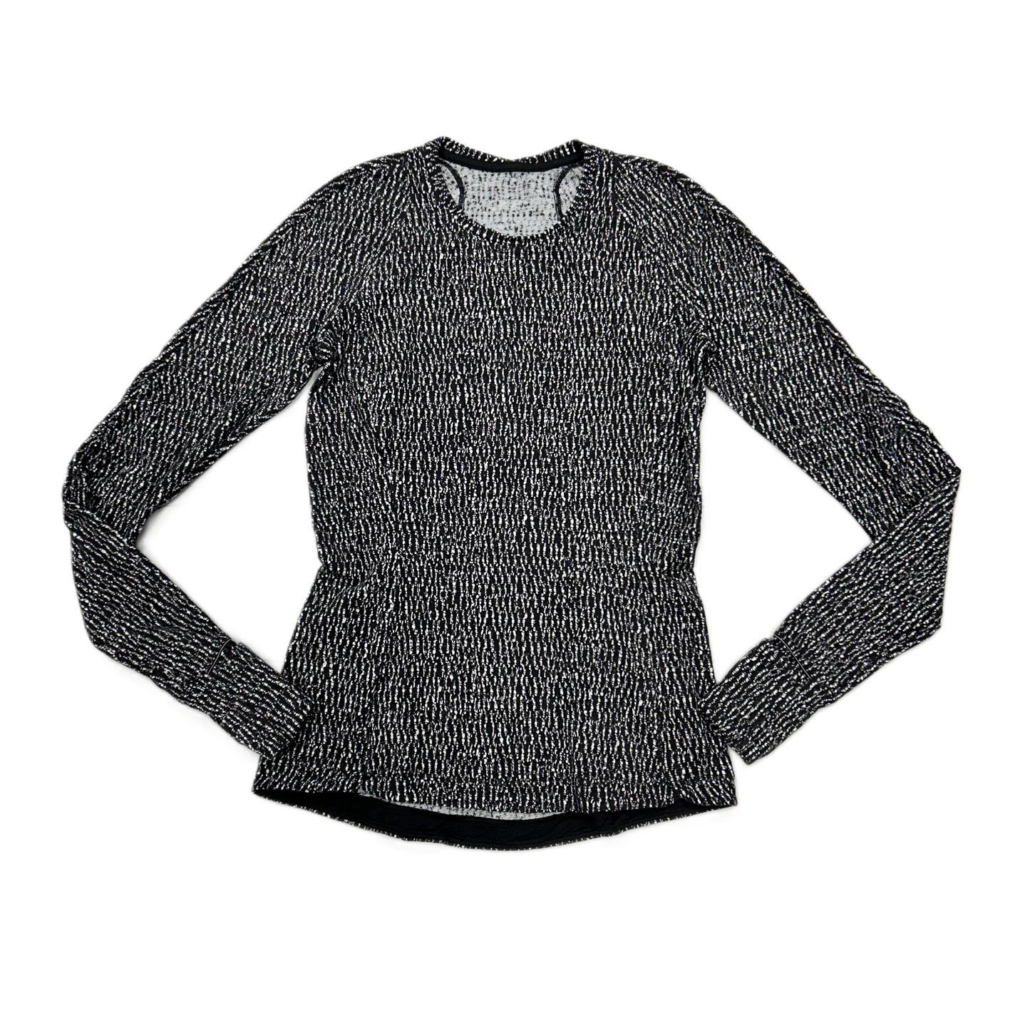 Athletic Top Long Sleeve Crewneck By Lululemon In Black & White, Size: M