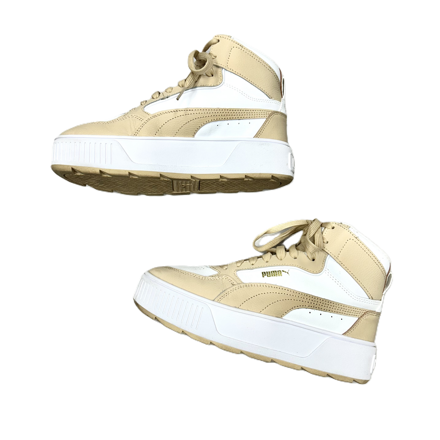 Shoes Sneakers By Puma In Tan & White, Size: 9