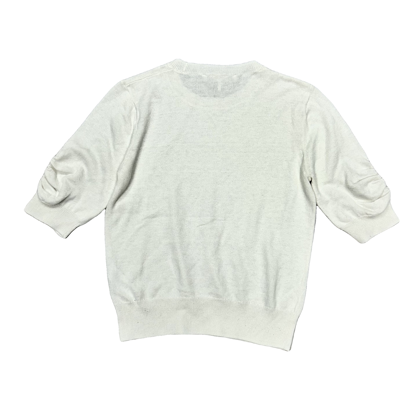 Sweater Short Sleeve By Frame In White, Size: S