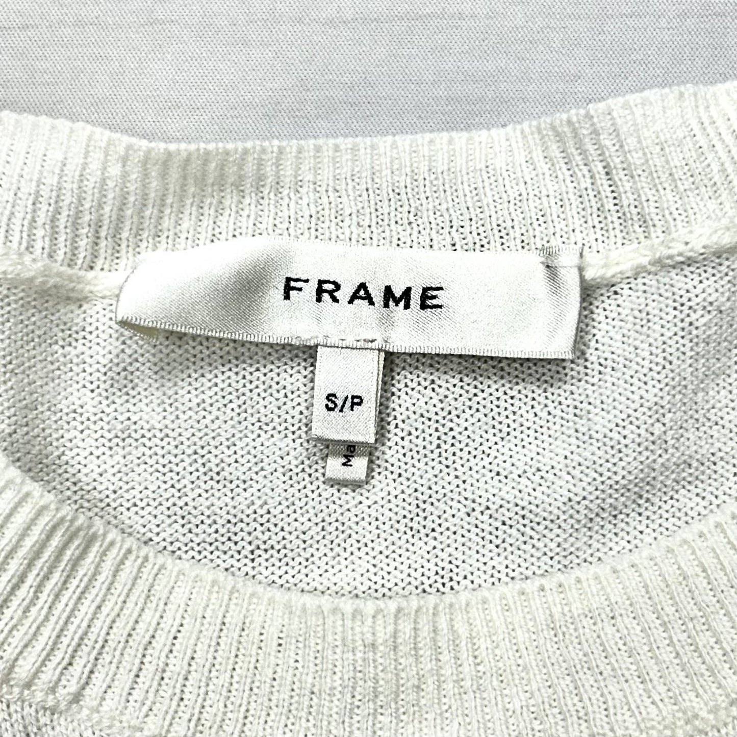 Sweater Short Sleeve By Frame In White, Size: S