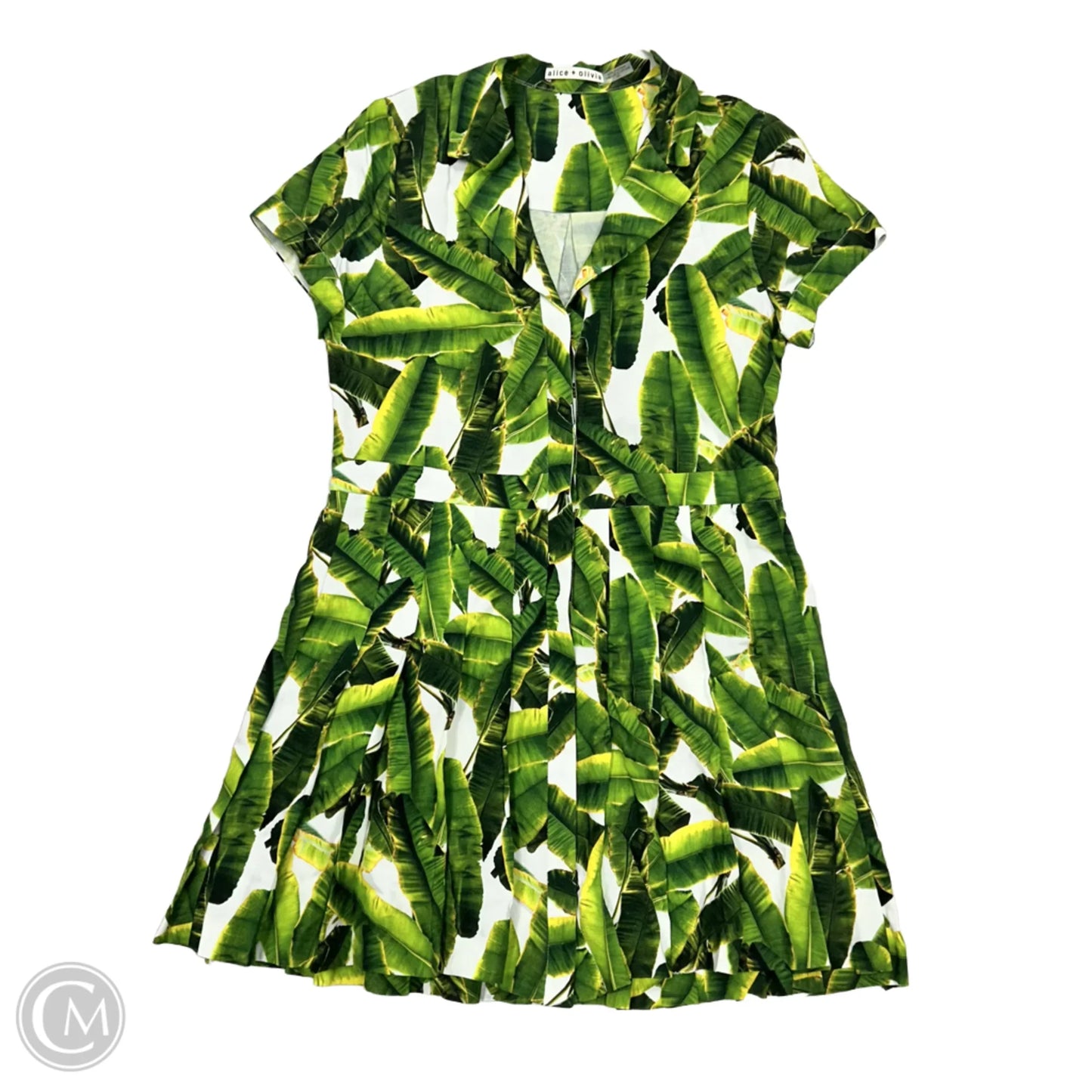 Dress Designer By Alice + Olivia In Green & White, Size: S