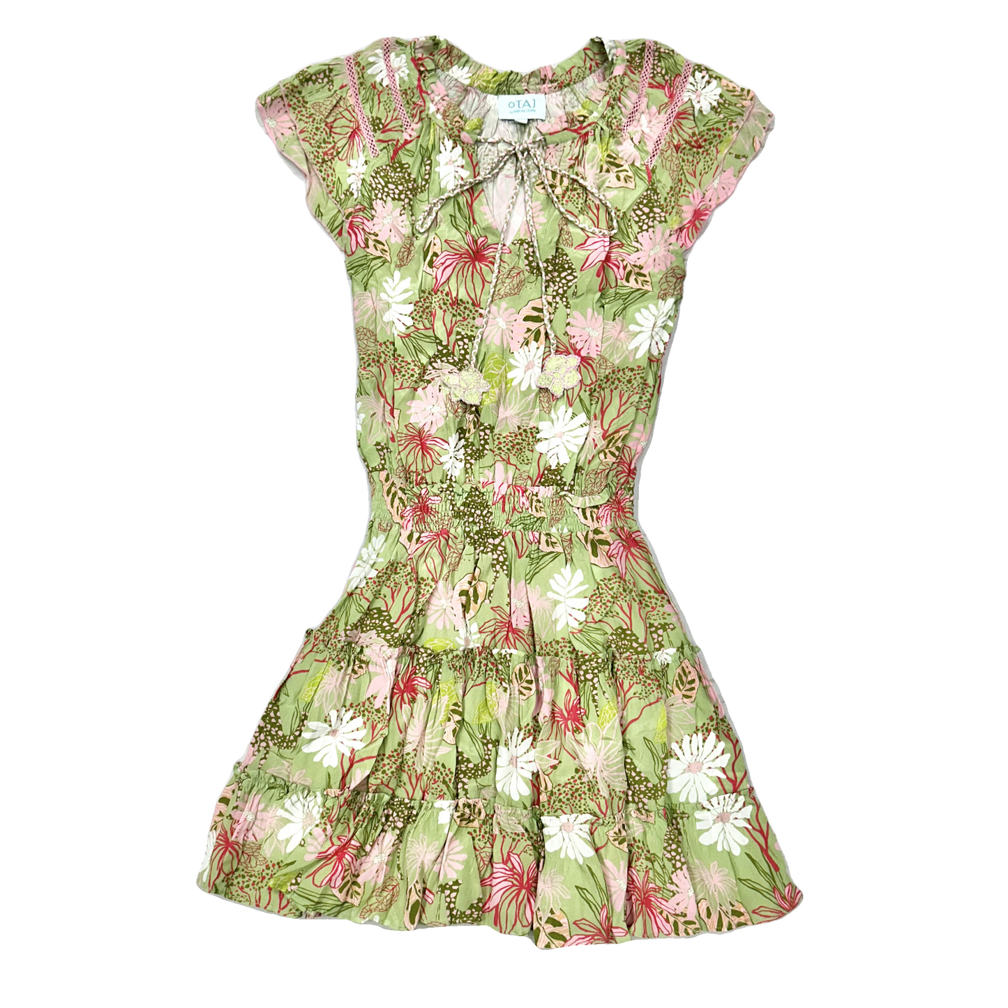 Dress Casual Short By Taj By Sabrina Crippa In Green & Pink, Size: S