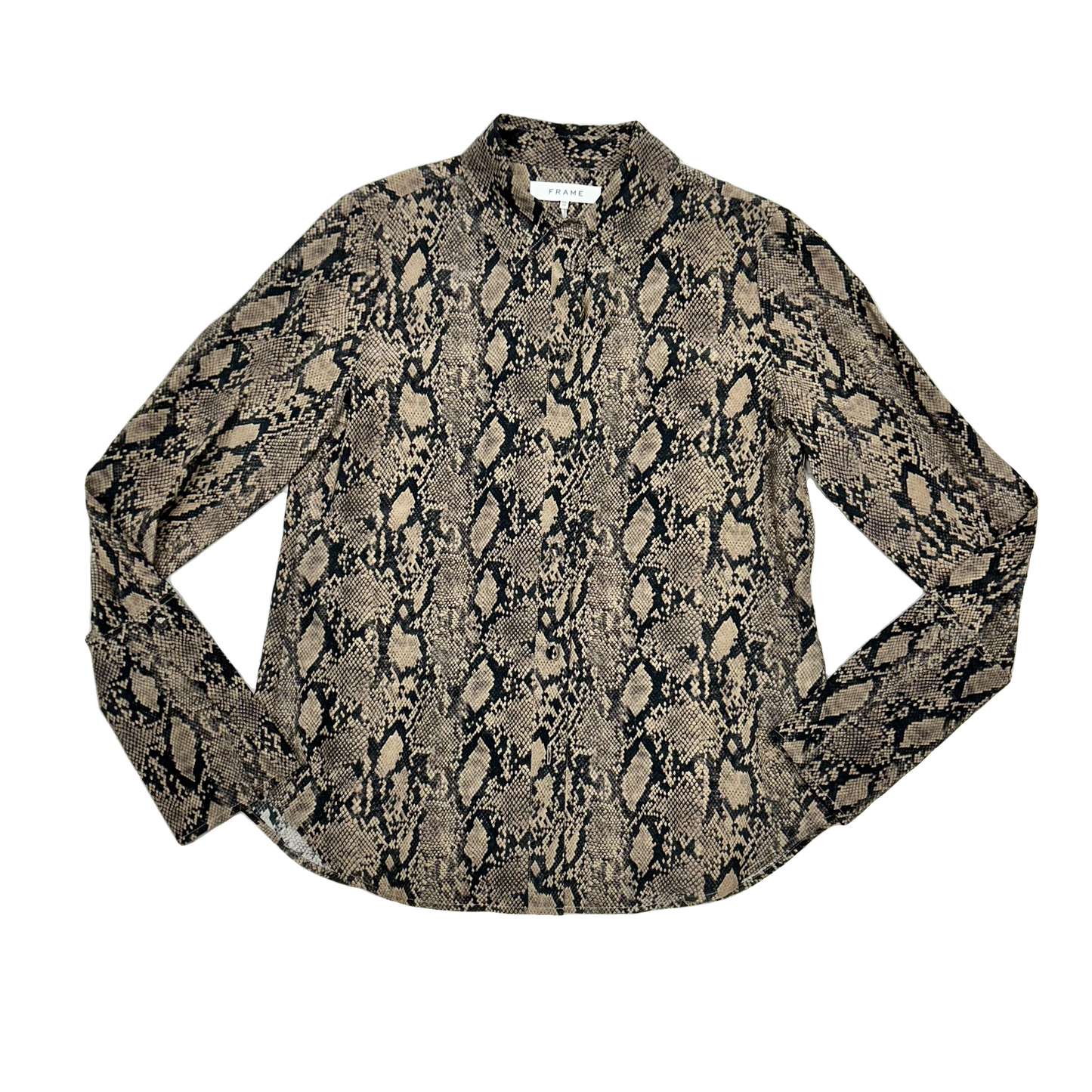 Top Long Sleeve By Frame In Snakeskin Print, Size: Xs