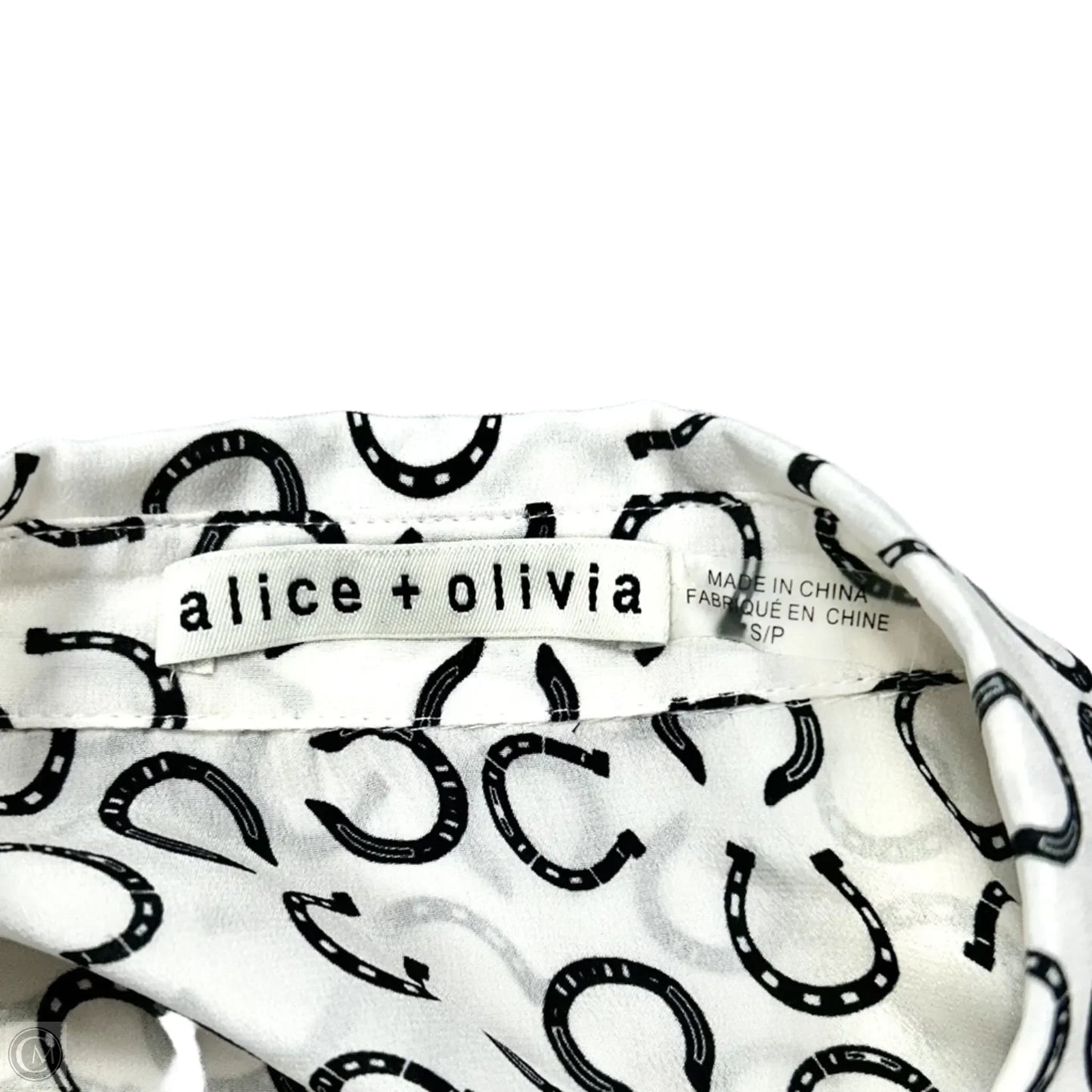 Top Sleeveless Designer By Alice + Olivia In Black & White, Size: S