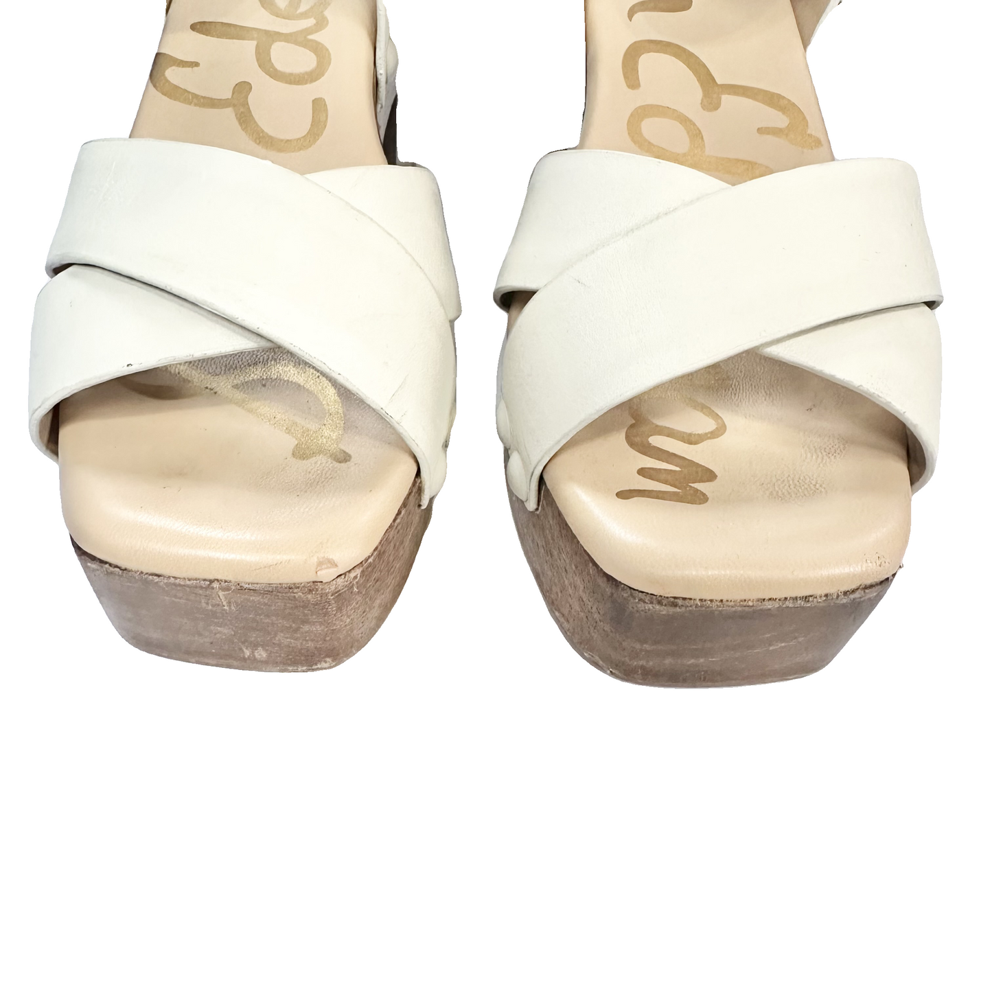 Sandals Heels Block By Sam Edelman In Cream, Size: 6.5