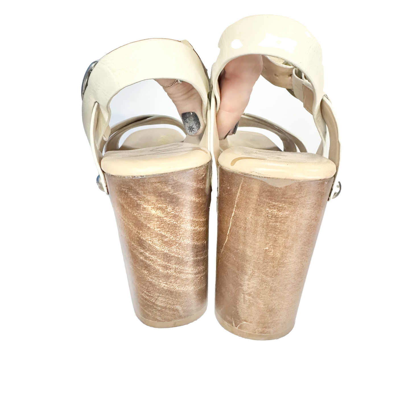 Sandals Heels Block By Sam Edelman In Cream, Size: 6.5